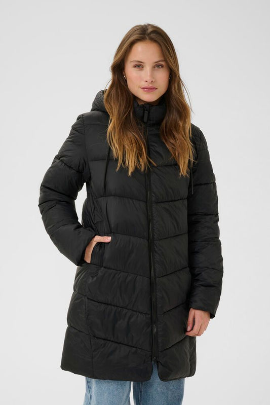 Kaffe jas zwart gewatteerd model KaSusanne black deep