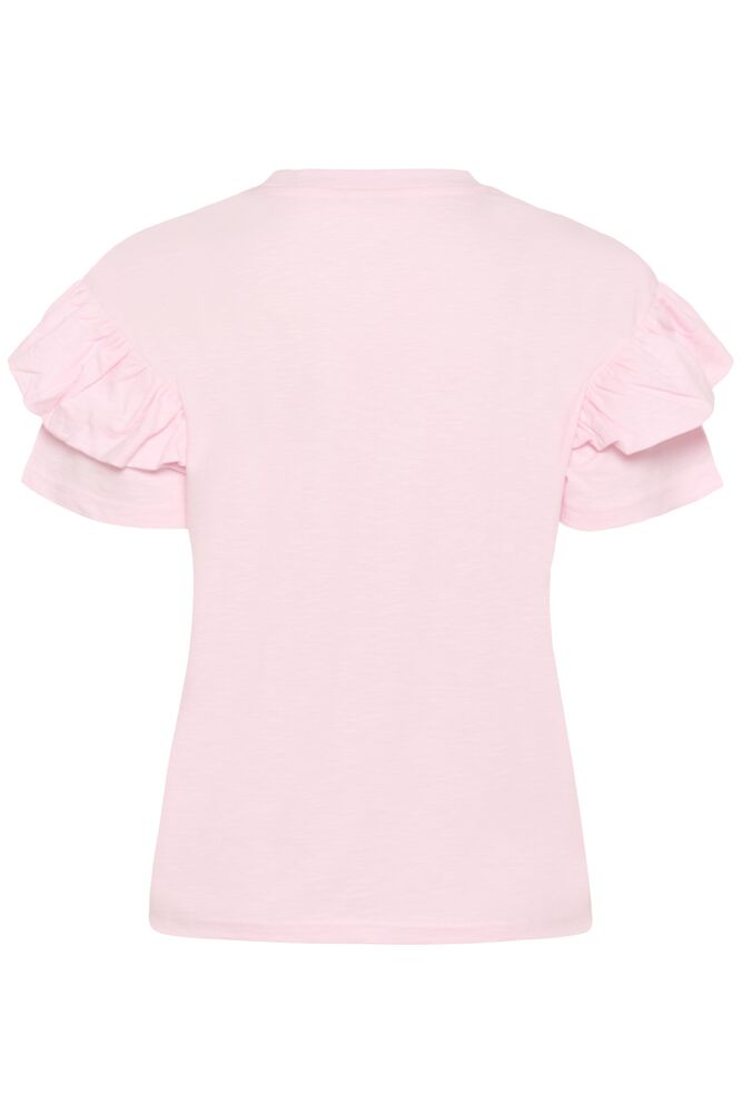 Kaffe T-shirt licht roze met ruffle op mouw model KAerin Flounce ballerina