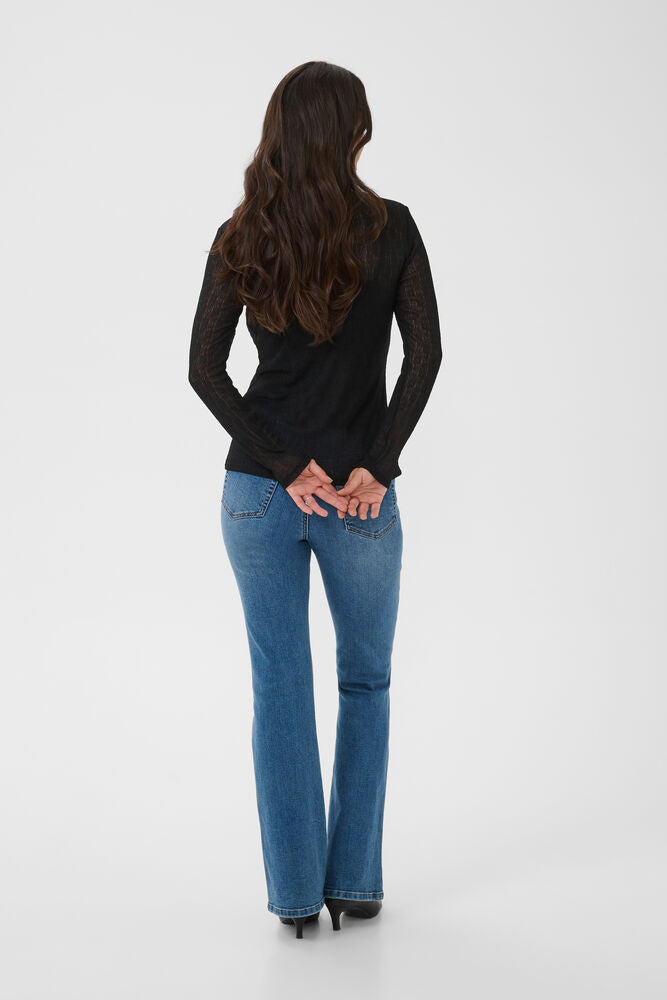 Kaffe zwarte kanten longsleeve model KAallison T-shirt black deep