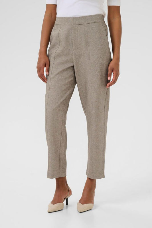 Kaffe pantalon bruin gemeleerd KAtilla cropped pants feather gray melange