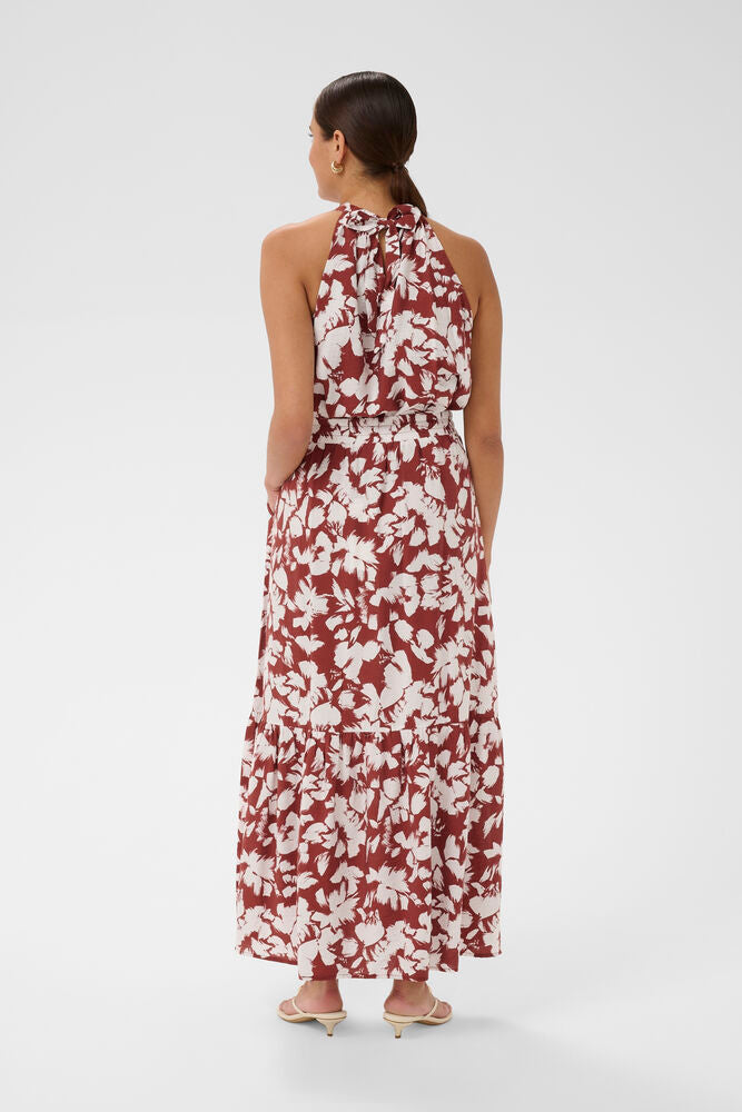 Kaffe rok roest bruin met offwhite print KAevie henna