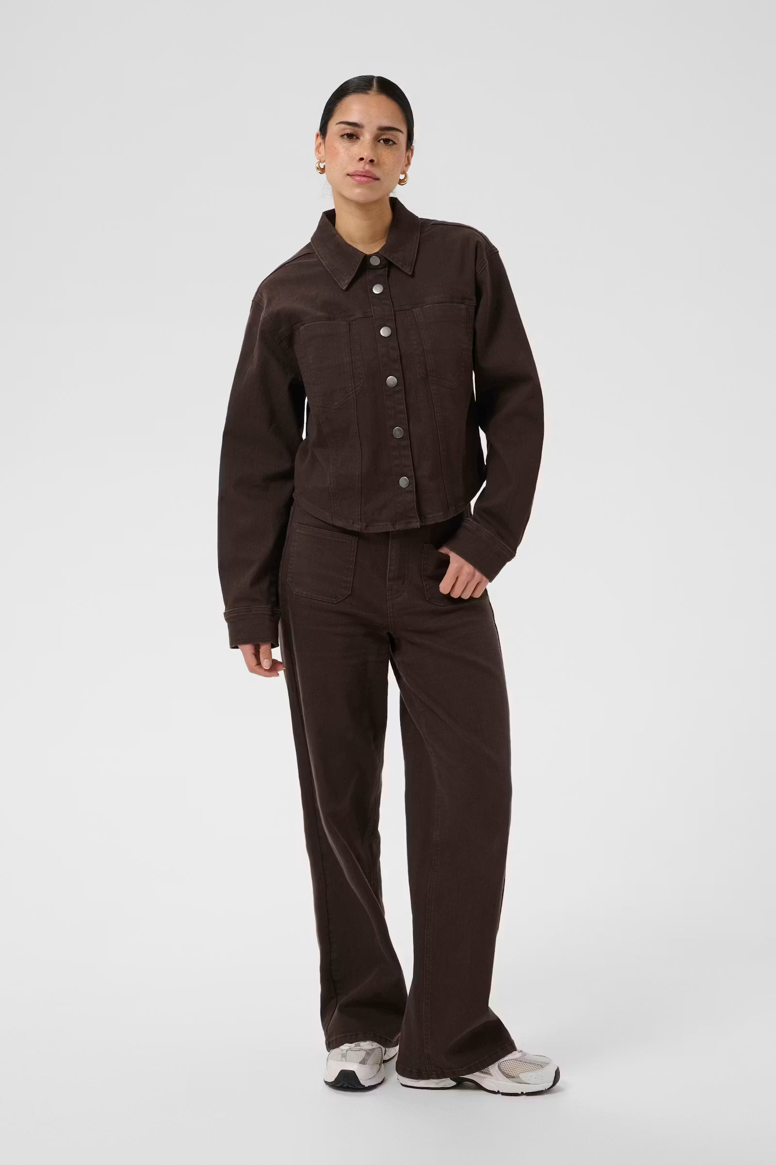 Kaffe donker bruin jeans jasje KAbrook shirt coffee bean