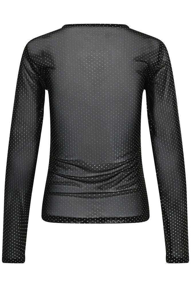Kaffe zwart doorschijnend met studs slimfit model KAmiranda black deep