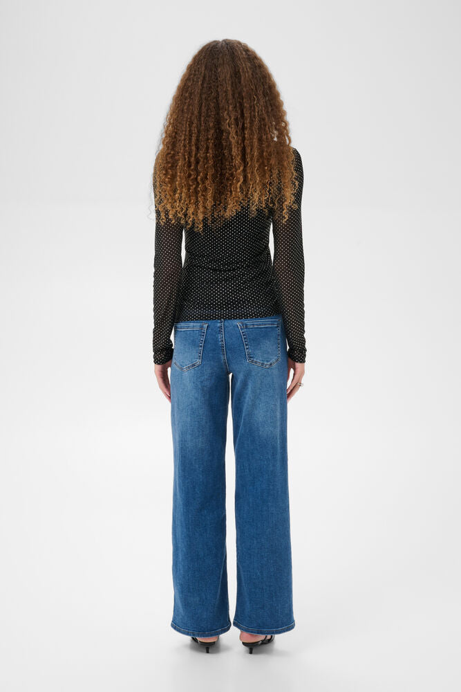 Kaffe zwart doorschijnend met studs slimfit model KAmiranda black deep