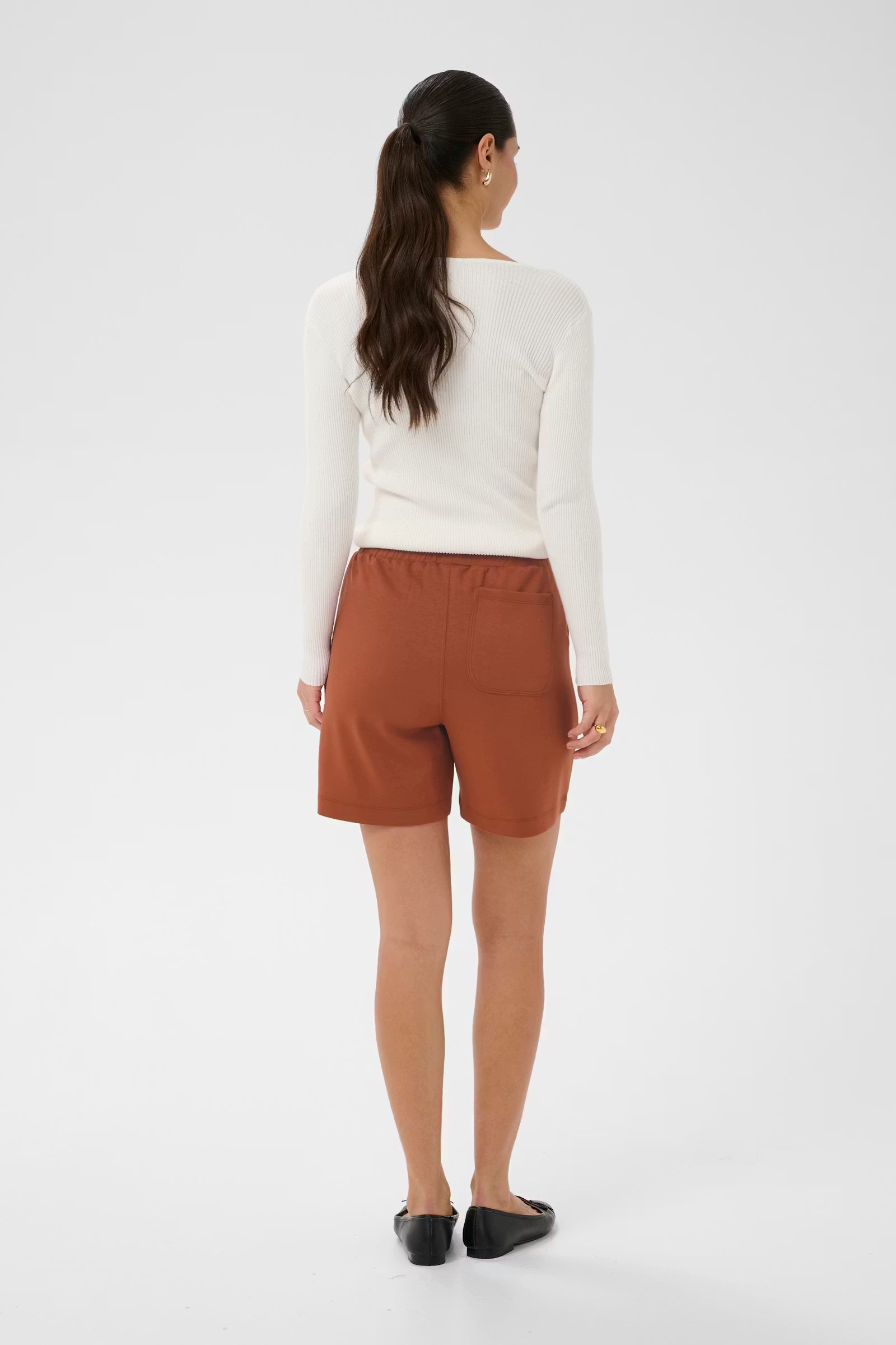Kaffe short bruin jog stof model KAannie jersey korte broek henna 