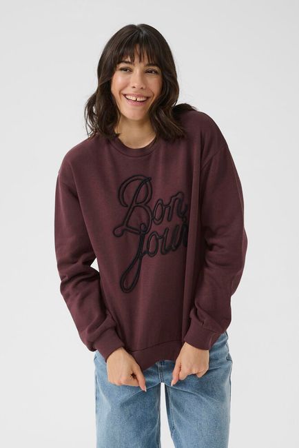 Kaffe Sweater bordeaux bruin Bonjour model KAberta sweatshirt fudge