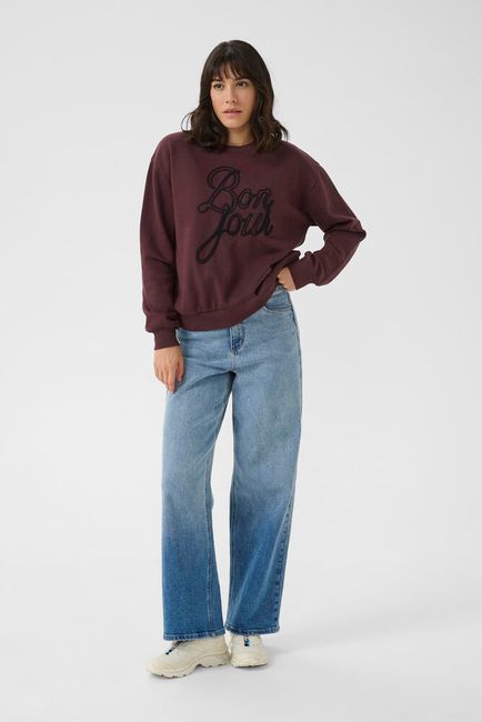 Kaffe Sweater bordeaux bruin Bonjour model KAberta sweatshirt fudge
