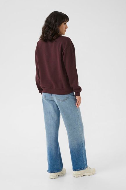 Kaffe Sweater bordeaux bruin Bonjour model KAberta sweatshirt fudge