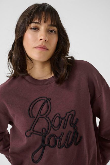 Kaffe Sweater bordeaux bruin Bonjour model KAberta sweatshirt fudge
