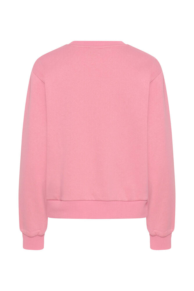 Kaffe sweater roze met bruine opdruk model KAgisele sweatshirt Wild Rose