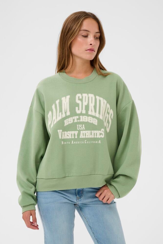 Kaffe sweater groen model KAsussi sweatshirt sea spray