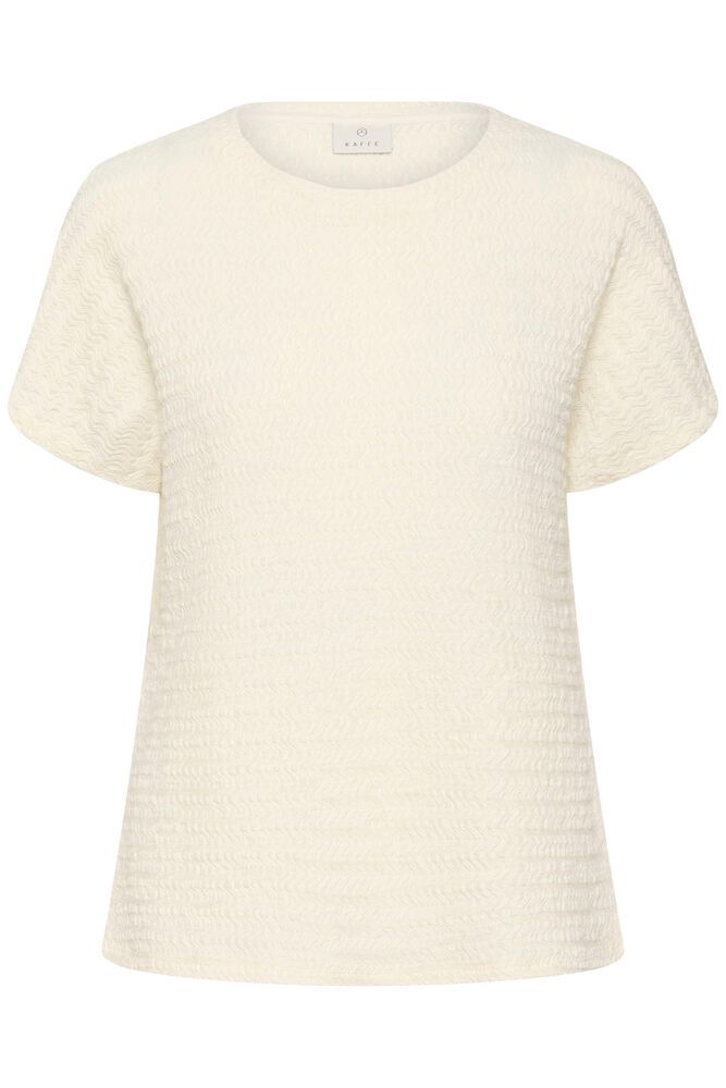 Kaffe shirt creme kleurig met structuur KAfelicity s/s Blouse chalk
