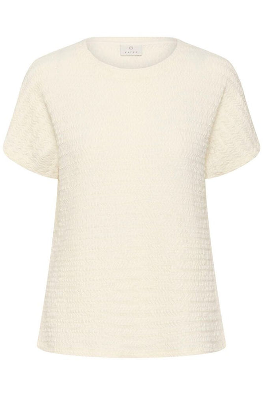 Kaffe shirt creme kleurig met structuur KAfelicity s/s Blouse chalk