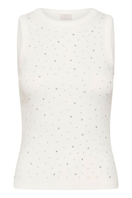 Kaffe top wit met strass detail model KAcarna rhinestone chalk