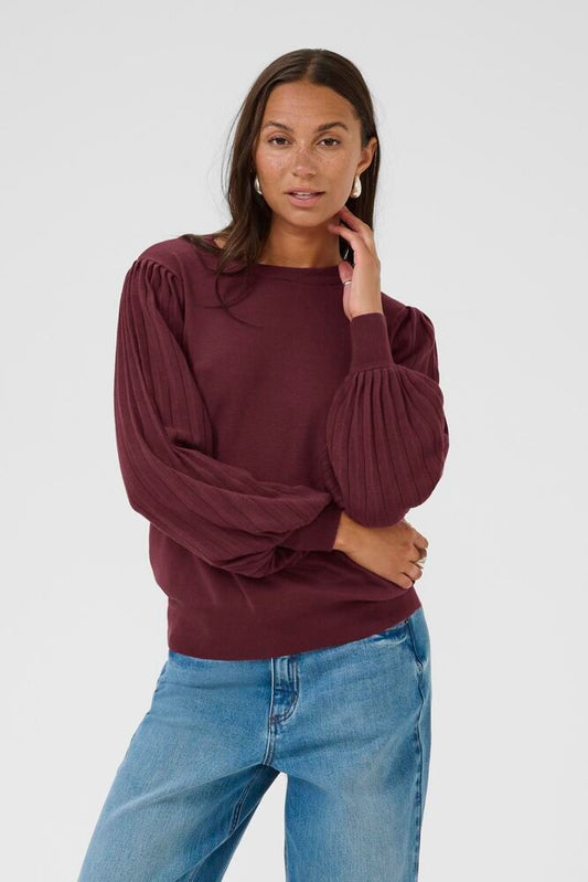 Kaffe trui bordeaux rood model Kalone Knit pullover windsor wine 