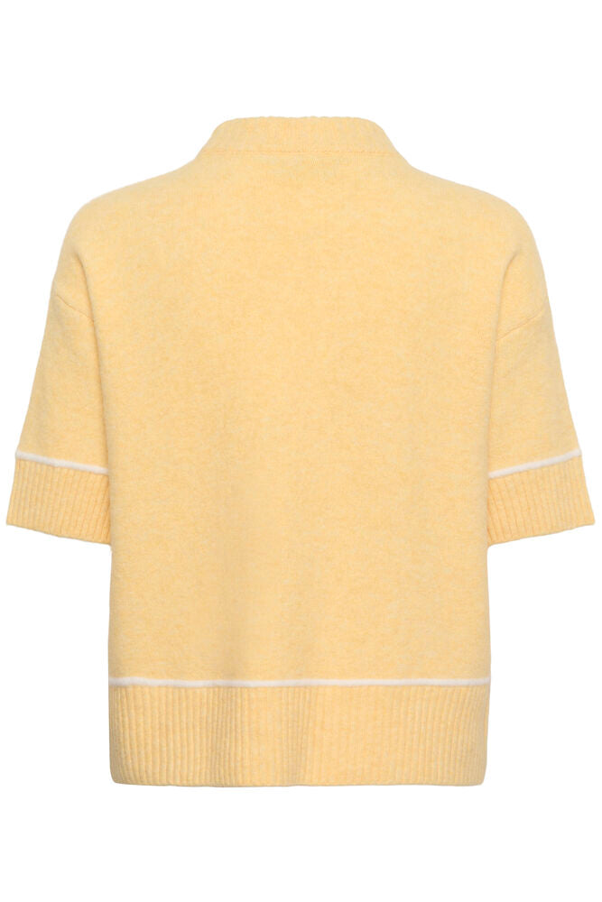 Kaffe trui korte mouw geel model KAjinie knit pullover sunlight melange