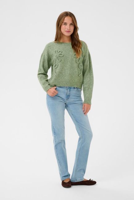 Kaffe trui groen KAmelania pullover sea spray melange