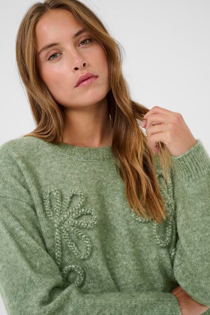 Kaffe trui groen KAmelania pullover sea spray melange
