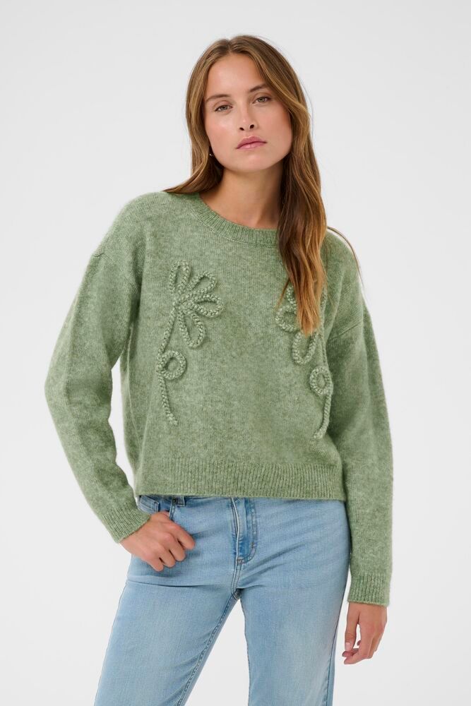 Kaffe trui groen KAmelania pullover sea spray melange