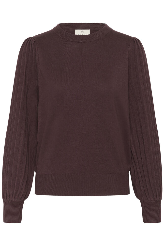 Kaffe trui bordeaux aubergine kleur model KAlone knit pullover fudge 