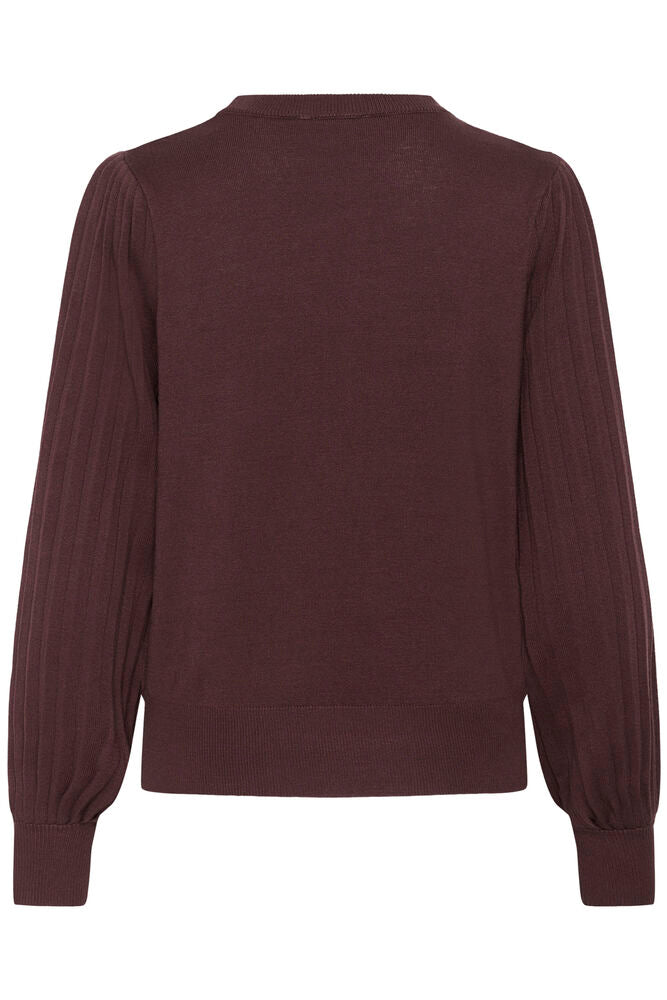 Kaffe trui bordeaux aubergine kleur model KAlone knit pullover fudge 