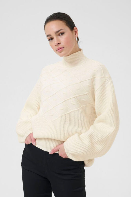 Kaffe trui offwhite model KAmaddie pullover chalk