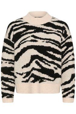 Kaffe trui dierenprint beige zwart model KAsandra pullover turtledove black animal
