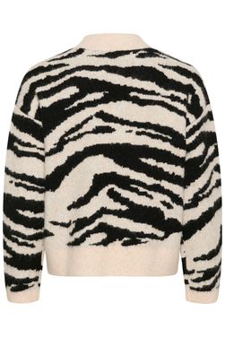 Kaffe trui dierenprint beige zwart model KAsandra pullover turtledove black animal