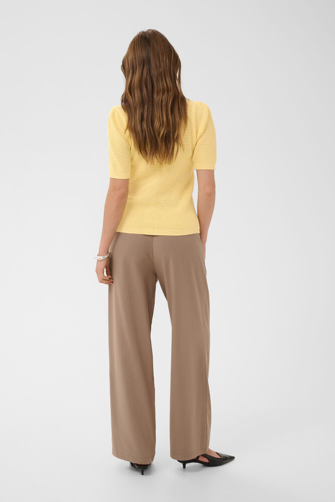 Kaffe trui geel korte mouw model KAvivian knit pullover sunlight