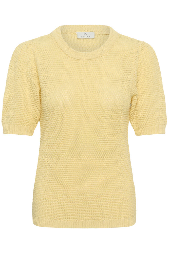 Kaffe trui geel korte mouw model KAvivian knit pullover sunlight