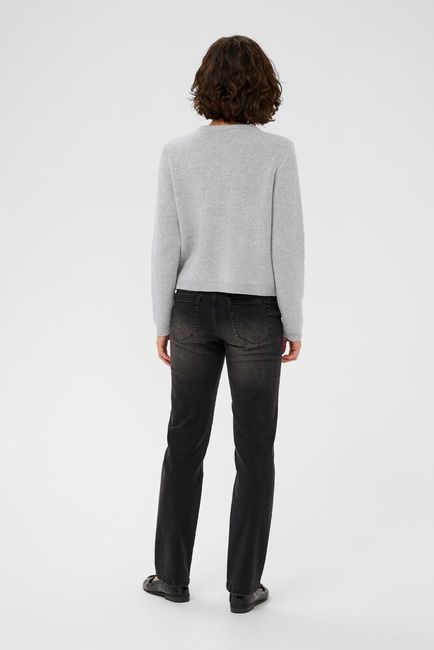 Kaffe vest licht grijs met parel sluiting strik model KAbowie cardigan grey melange