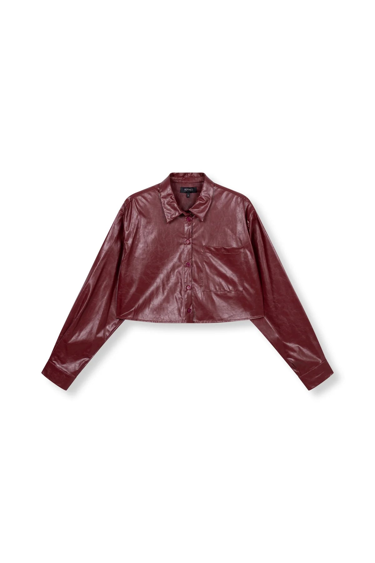 Refined Department blouse rood cropped leatherlook Lou Bordeaux