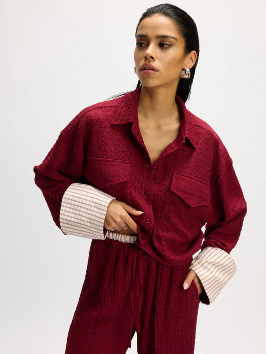 Refined Department blouse rood cropped wide fit model Lyloe red