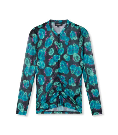 Refined Department top Myrthe blauwe print licht doorschijnend