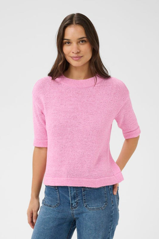 Kaffe trui korte mouw roze model KAsevita pullover pink frosting