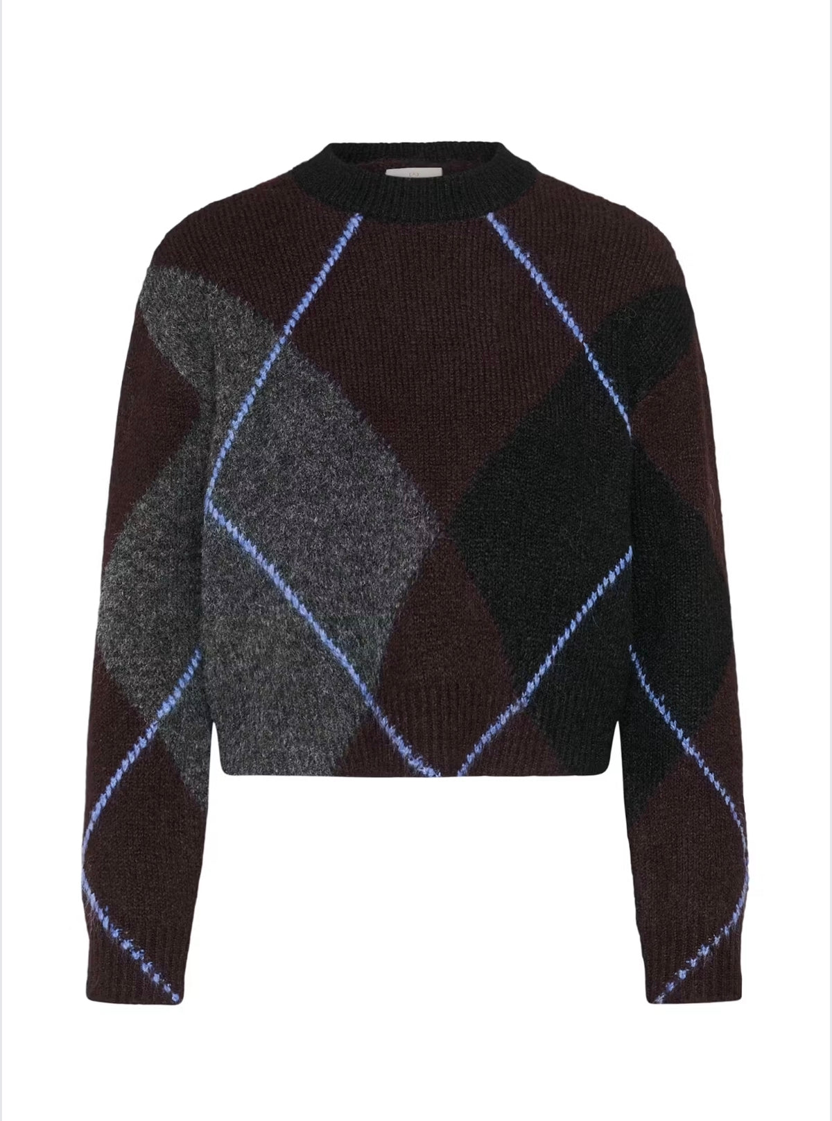 Kaffe trui ruit print grijs bordeaux model KAgrith Argyle Pullover fudge red