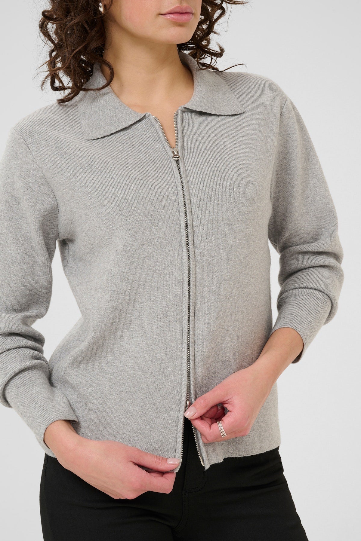 Kaffe vest grijs model KAvisja grey Melange 