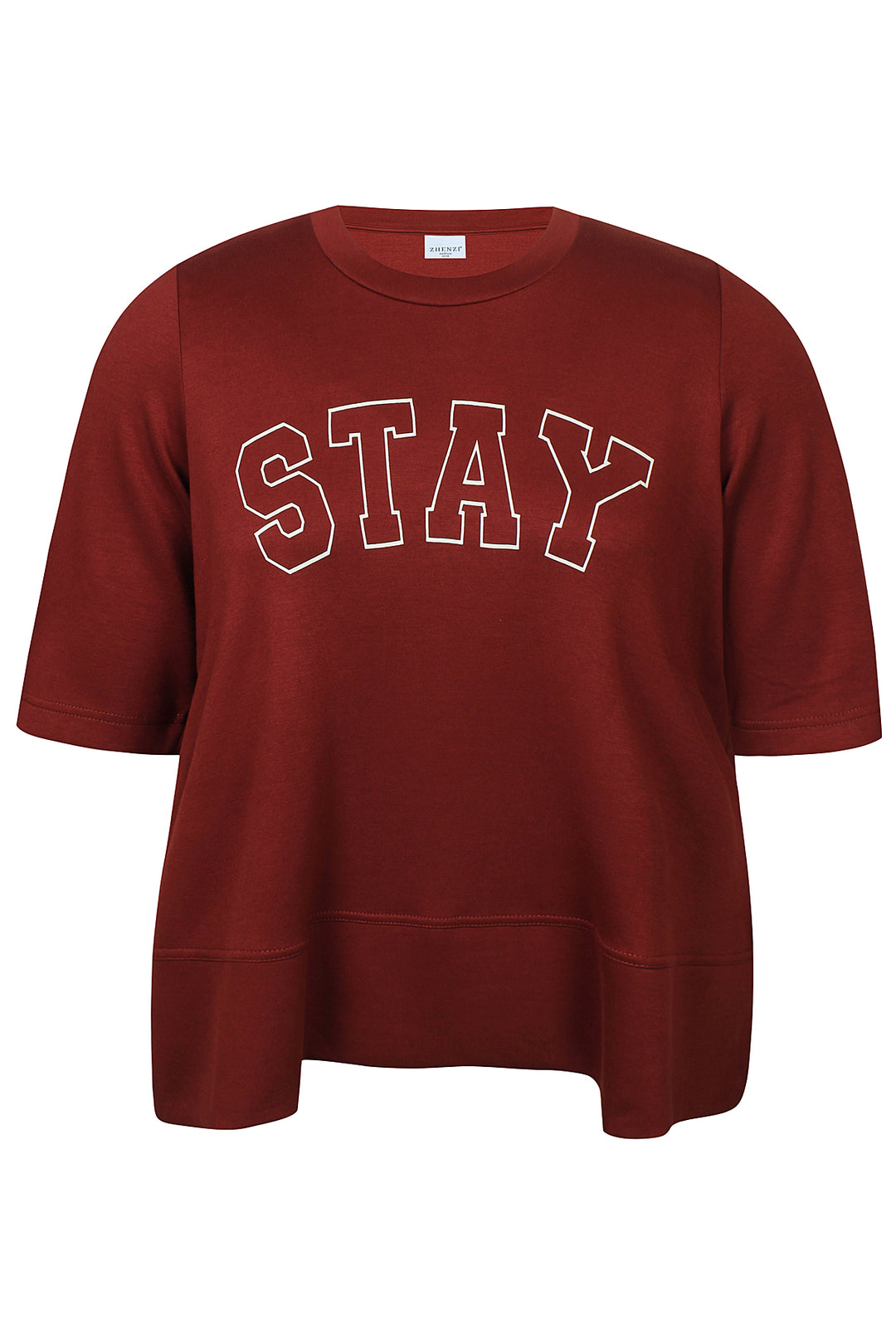 Zhenzi shirt bordeaux rood driekwart mouw model Mya 1519 Pullover Red