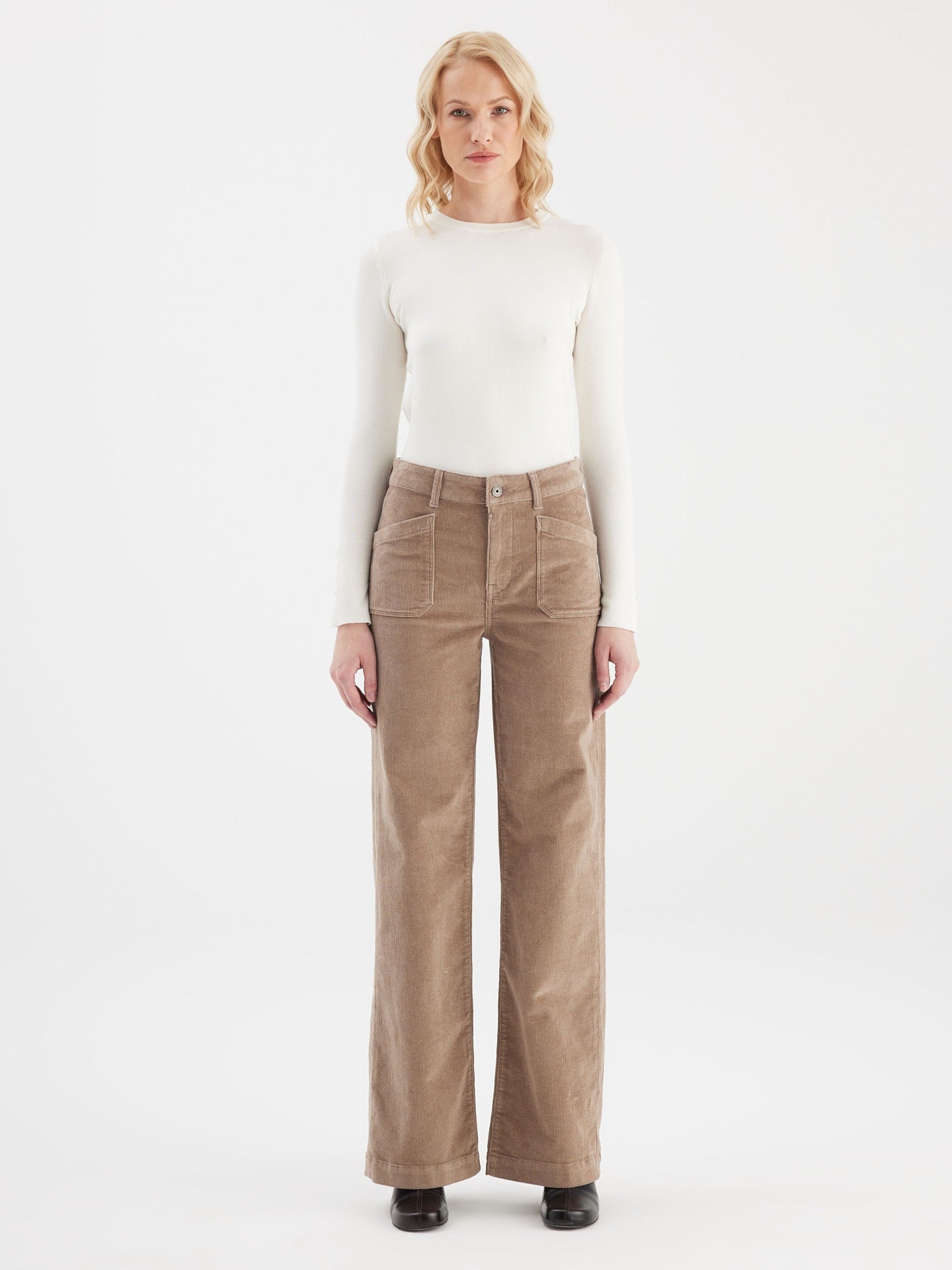 COJ rib broek taupe Mira Cord Caribou lengte 30