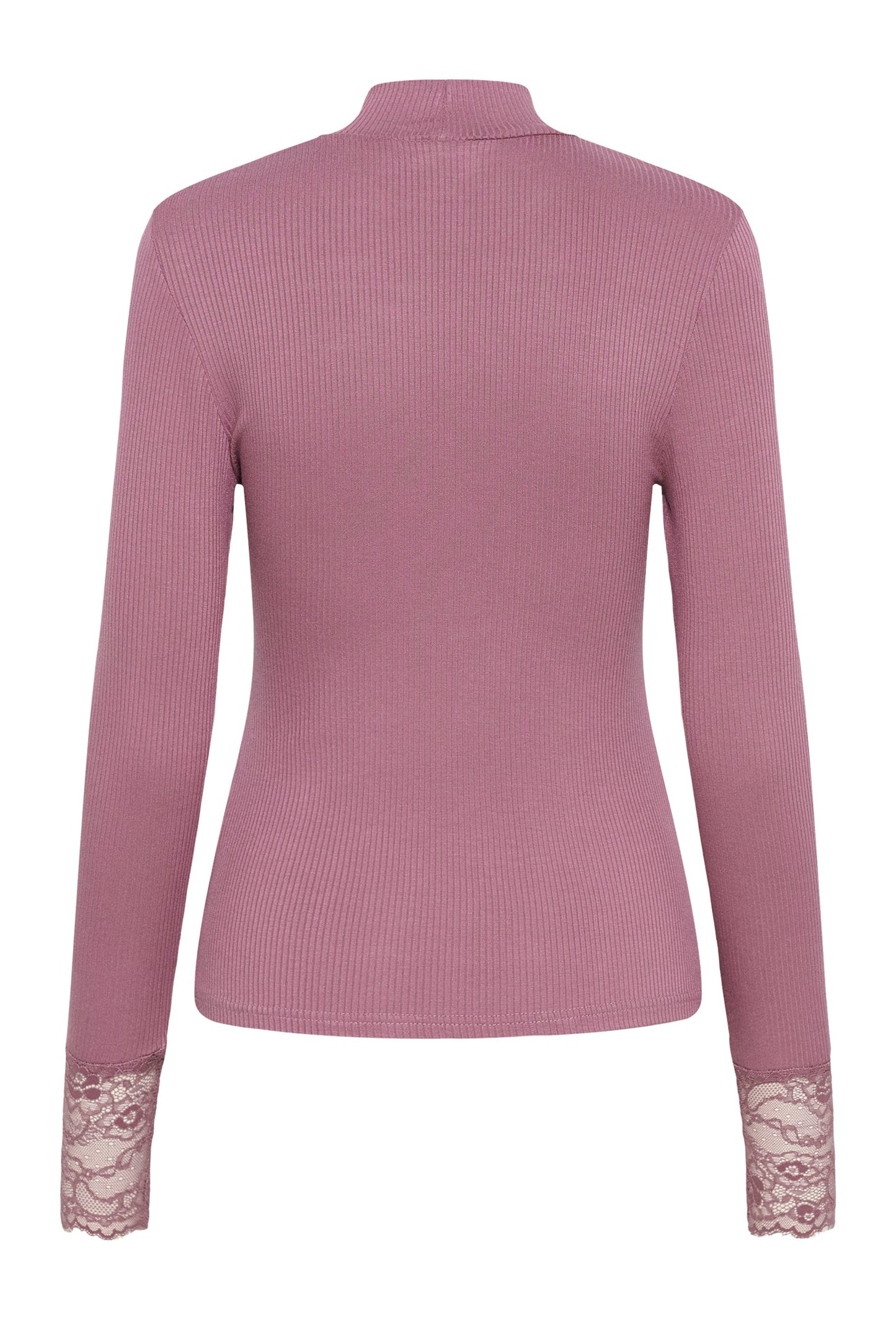 Kaffe longsleeve met kant aan mouw roze/paars model KAomi tulipwood