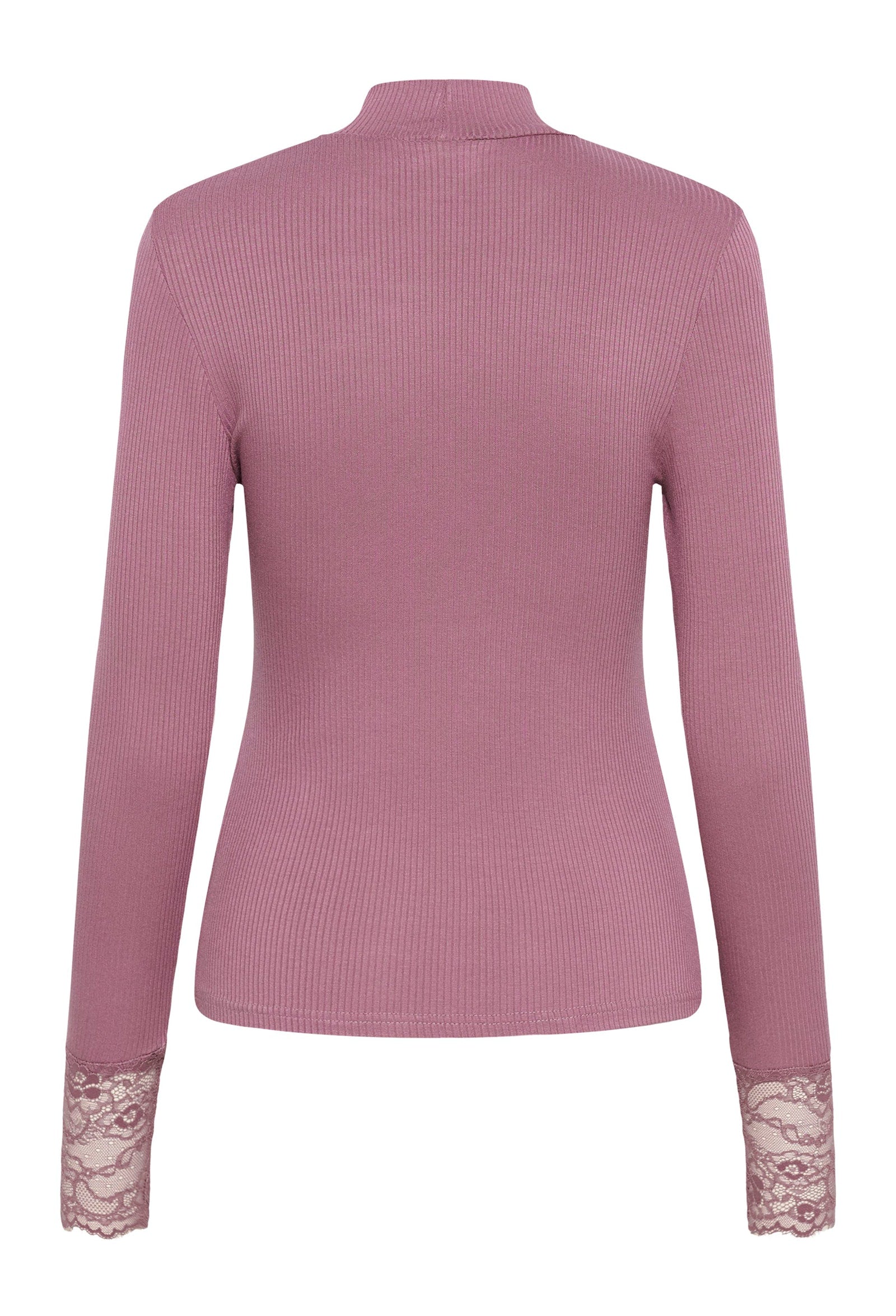 Kaffe longsleeve met kant aan mouw roze/paars model KAomi tulipwood