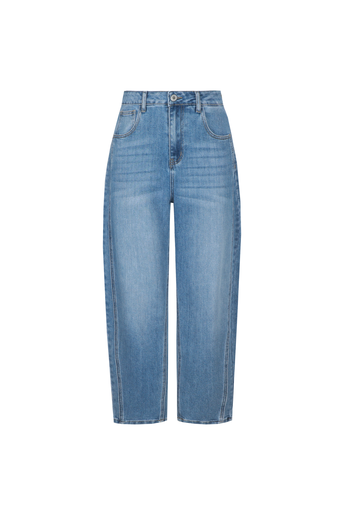Fluresk jeans blauw barrel fit model Malti Pants Denim mid blue 