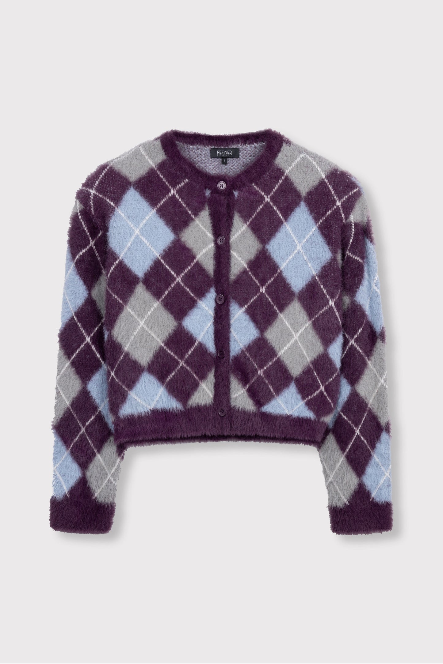 Refined Department vest aubergine argyle print model ladies knitted check cardigan NOMI
R2609429118