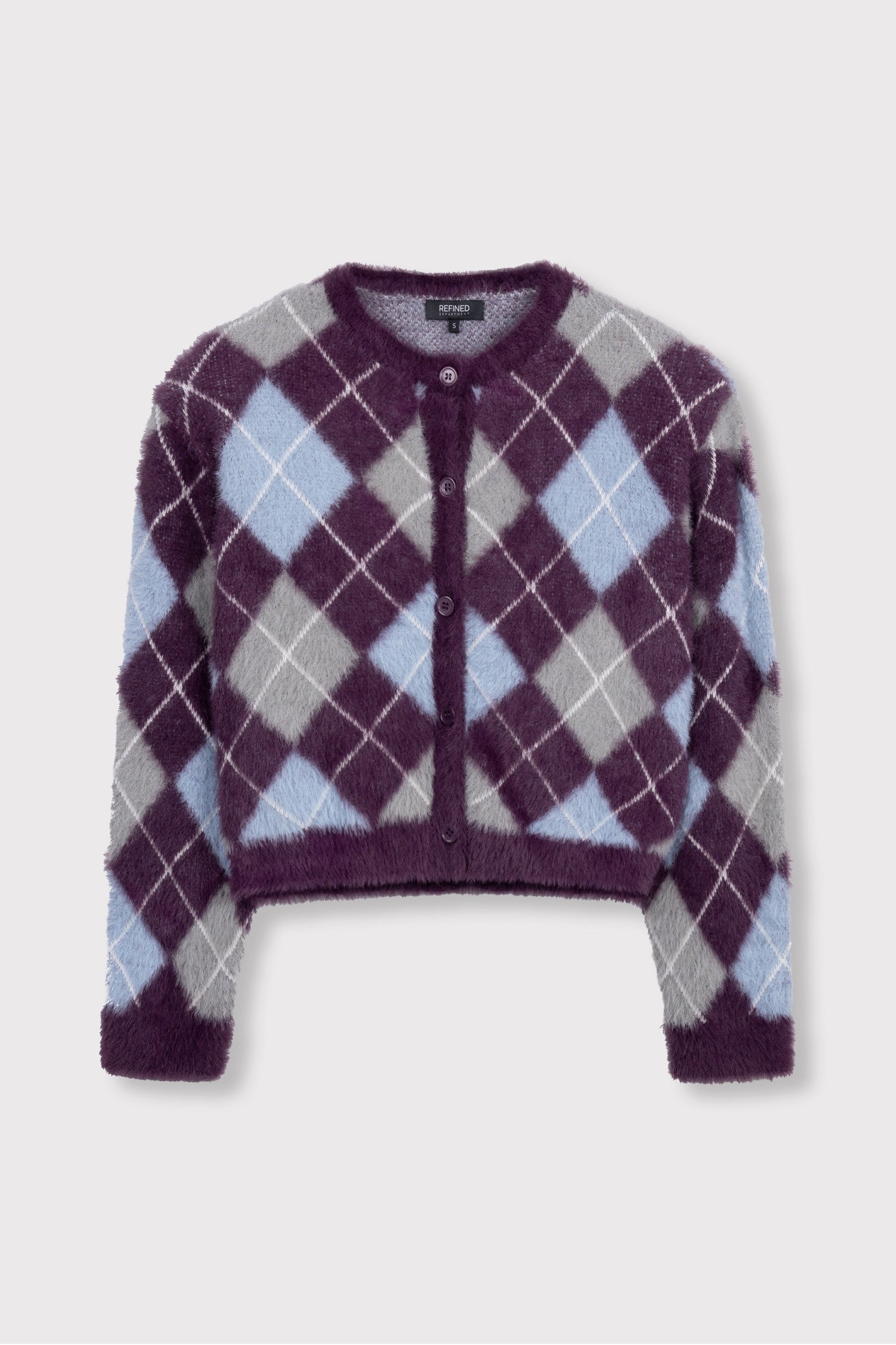 Refined Department vest aubergine argyle print model ladies knitted check cardigan NOMI
R2609429118
