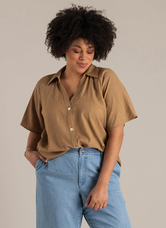 Yest Curve blouse camel model Nathalia top summer taupe A006291