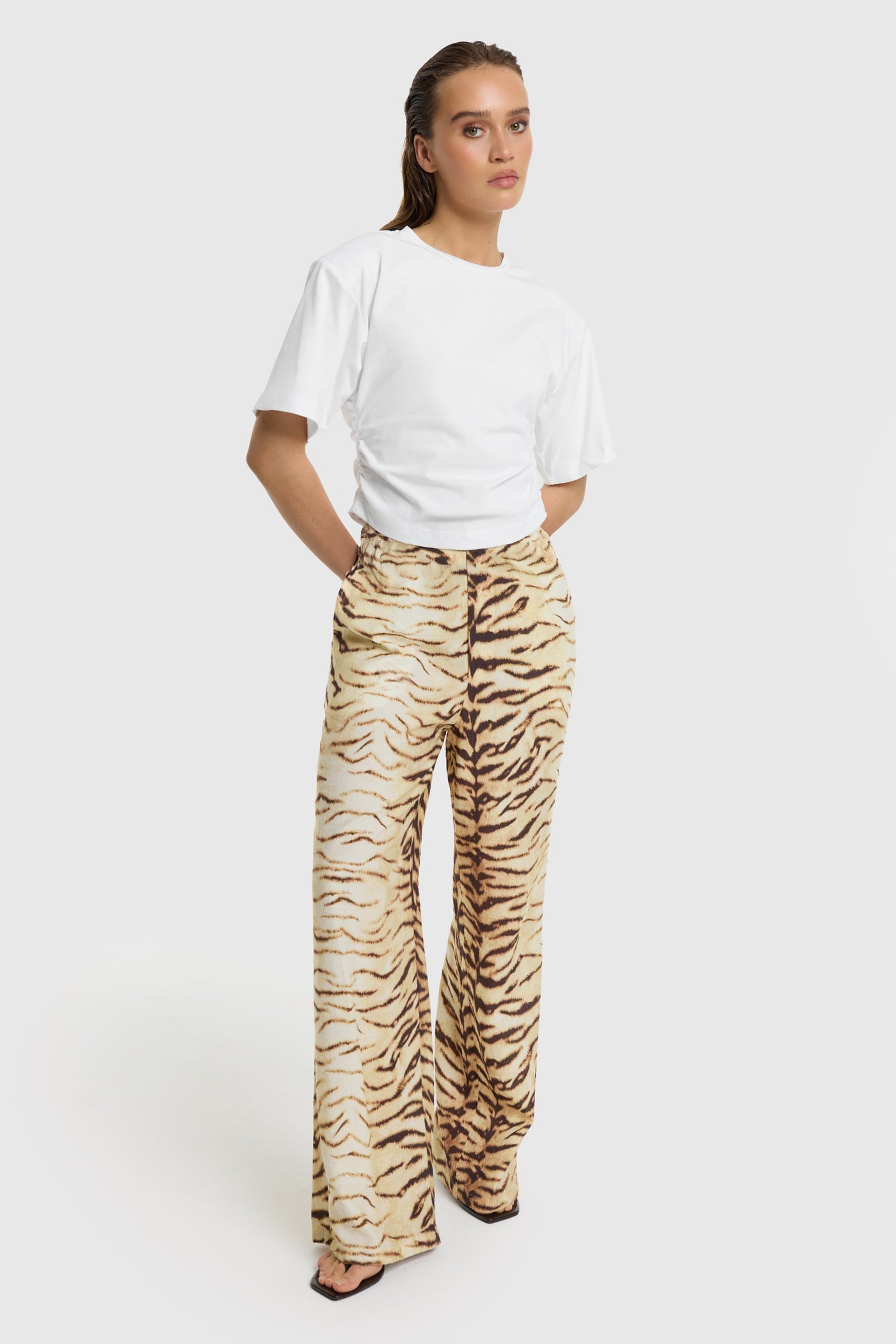 Refined Department broek tijger print geel bruin model Mani trousers tiger