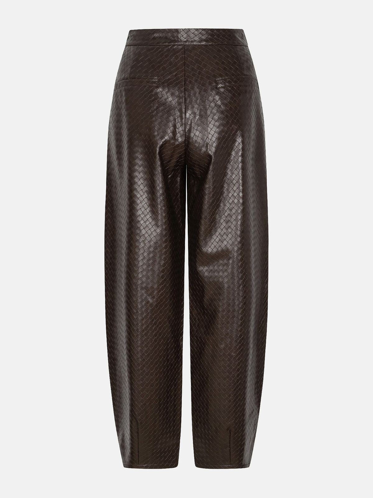 Ydence broek leather look donker bruin gevlochten barrel fit model Pants Tasha Dark brown