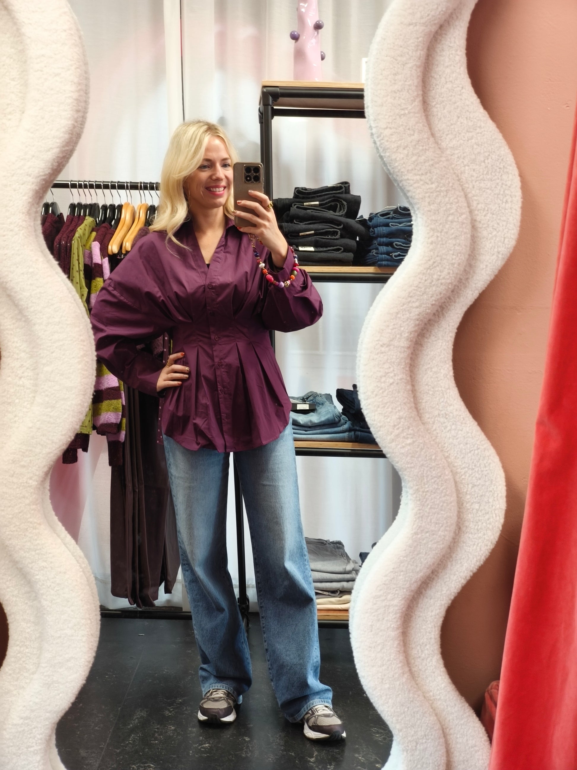 Refined Department blouse paars model Plum aubergine ladies woven oversized fitted GUUSJE
R2609941067