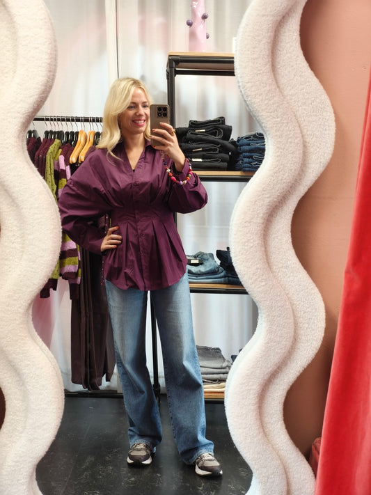 Refined Department blouse paars model Plum aubergine ladies woven oversized fitted GUUSJE
R2609941067