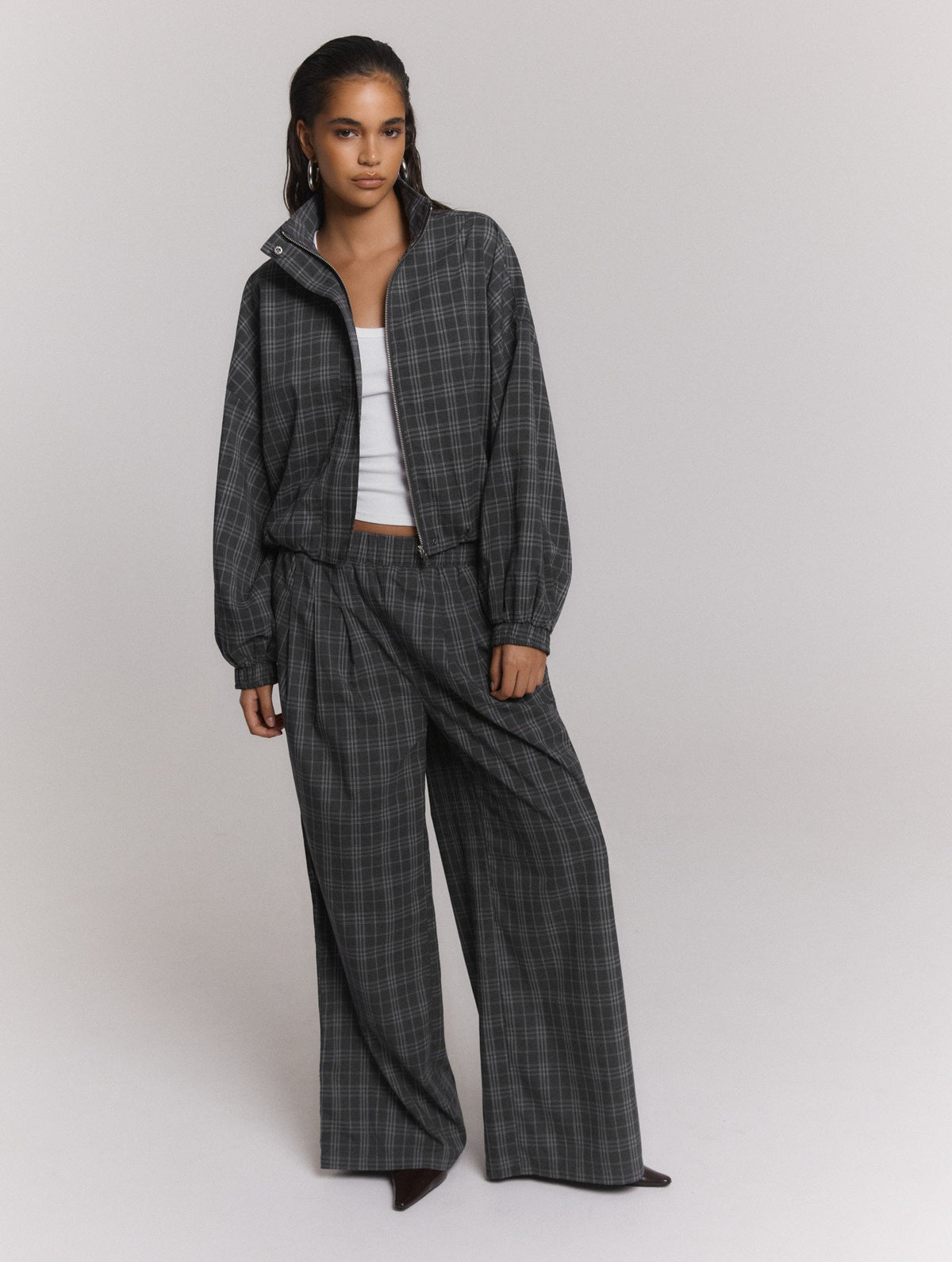 Refined Department zwart grijs ruiten jasje model Skye jacket black grey check